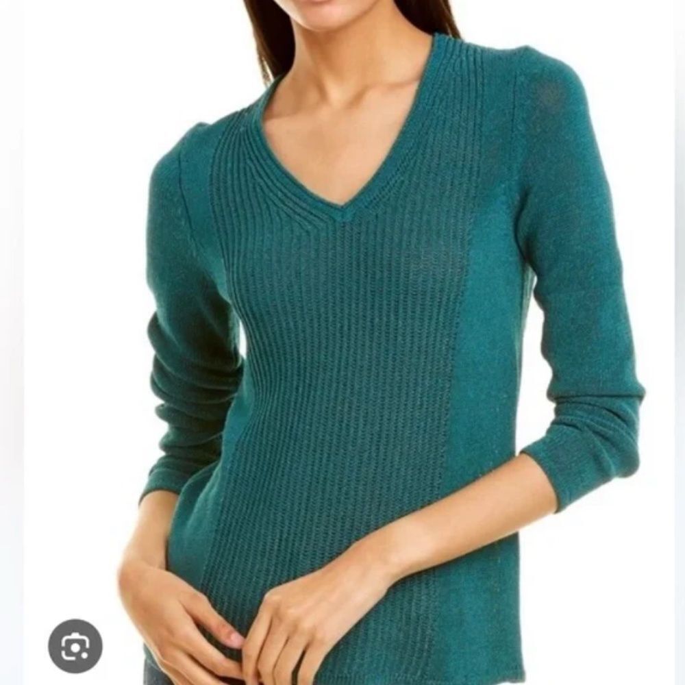 J.McLaughlin Donovan Sweater Teal Textured V-Neck Knit Women’s Medium